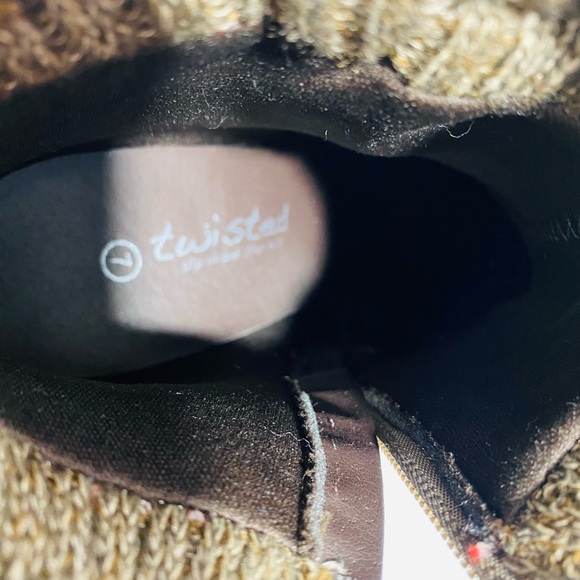 Twisted Booties Womens Size 7 Brown Shade Ankle Boots Side Zip Knit Edge Heel - Picture 11 of 11